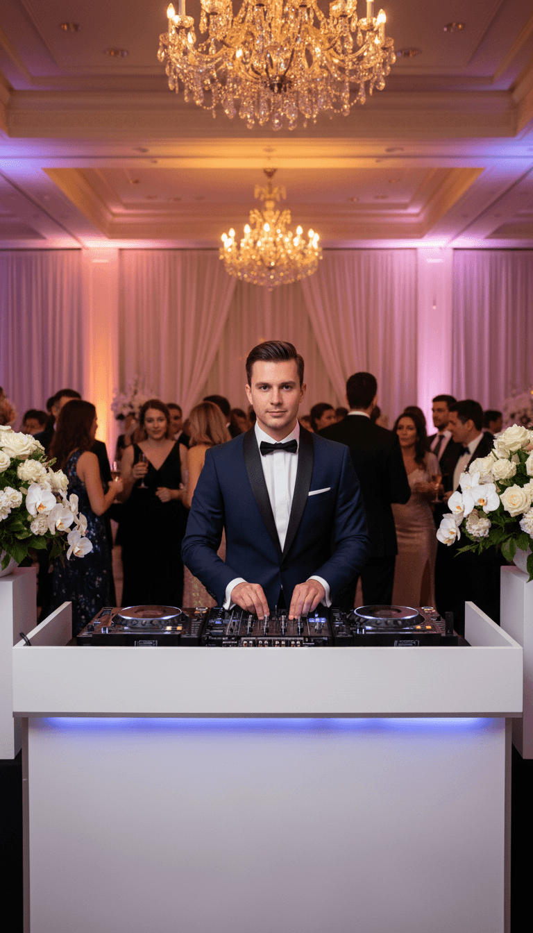 Cóctel corporativo en Madrid con DJ poniendo música de ambiente